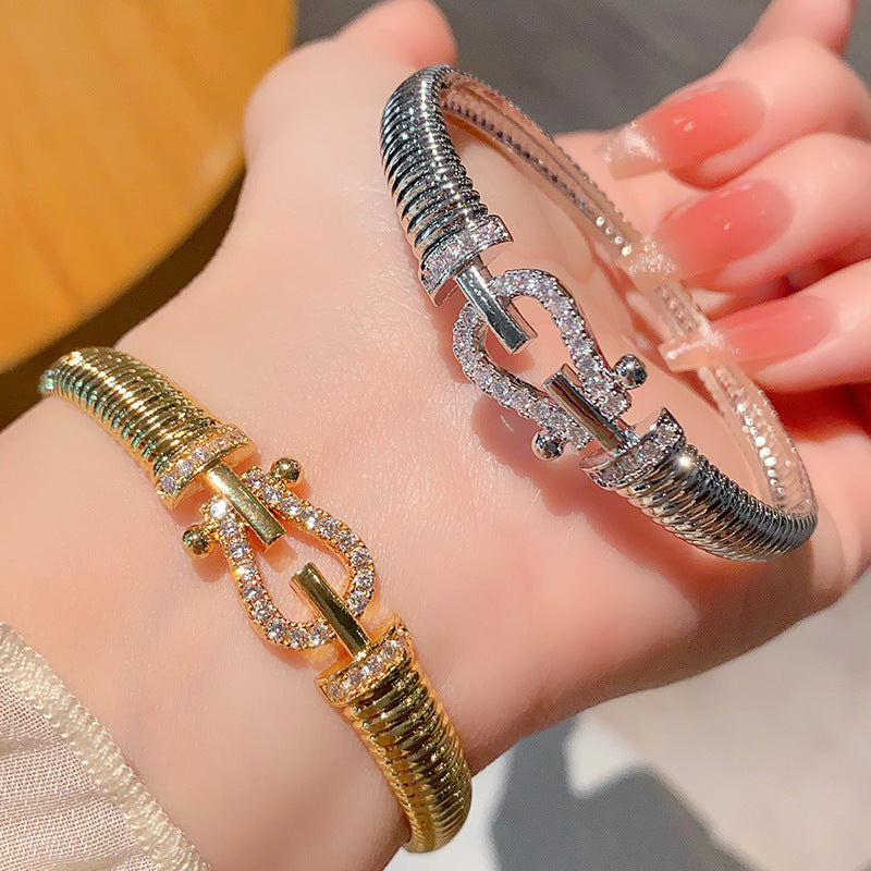 Wholesale threaded horsshoe buckle bracelet niche cool style high-end diamond bracelet